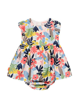 VESTIDO SATEN FLORES DE BEBE NIÑA
