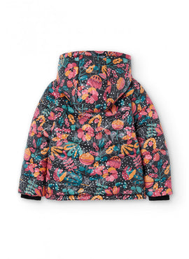 Chamarra Parka tejido tecnico estampado flores