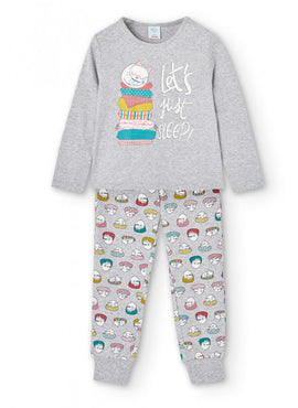 Pijama punto gatos gris vigore